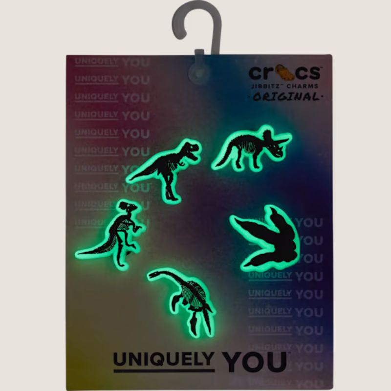 Crocs Glow In The Dark Dino 5 Pack Jibbitz Charms