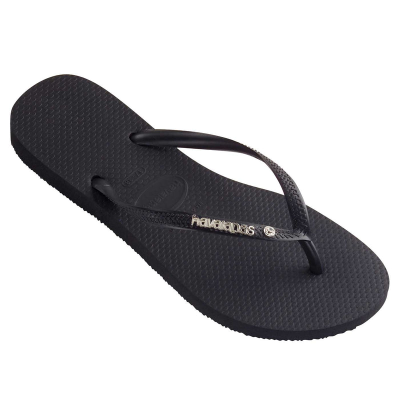 Havaianas Slim Metal Logo Crystal Thong