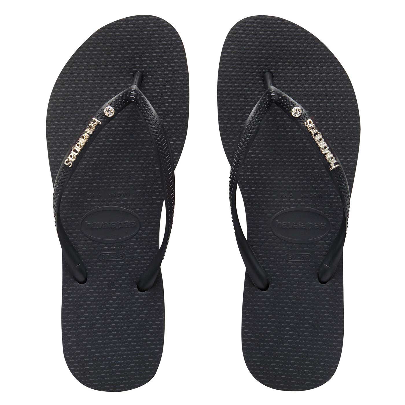 Havaianas Slim Metal Logo Crystal Thong